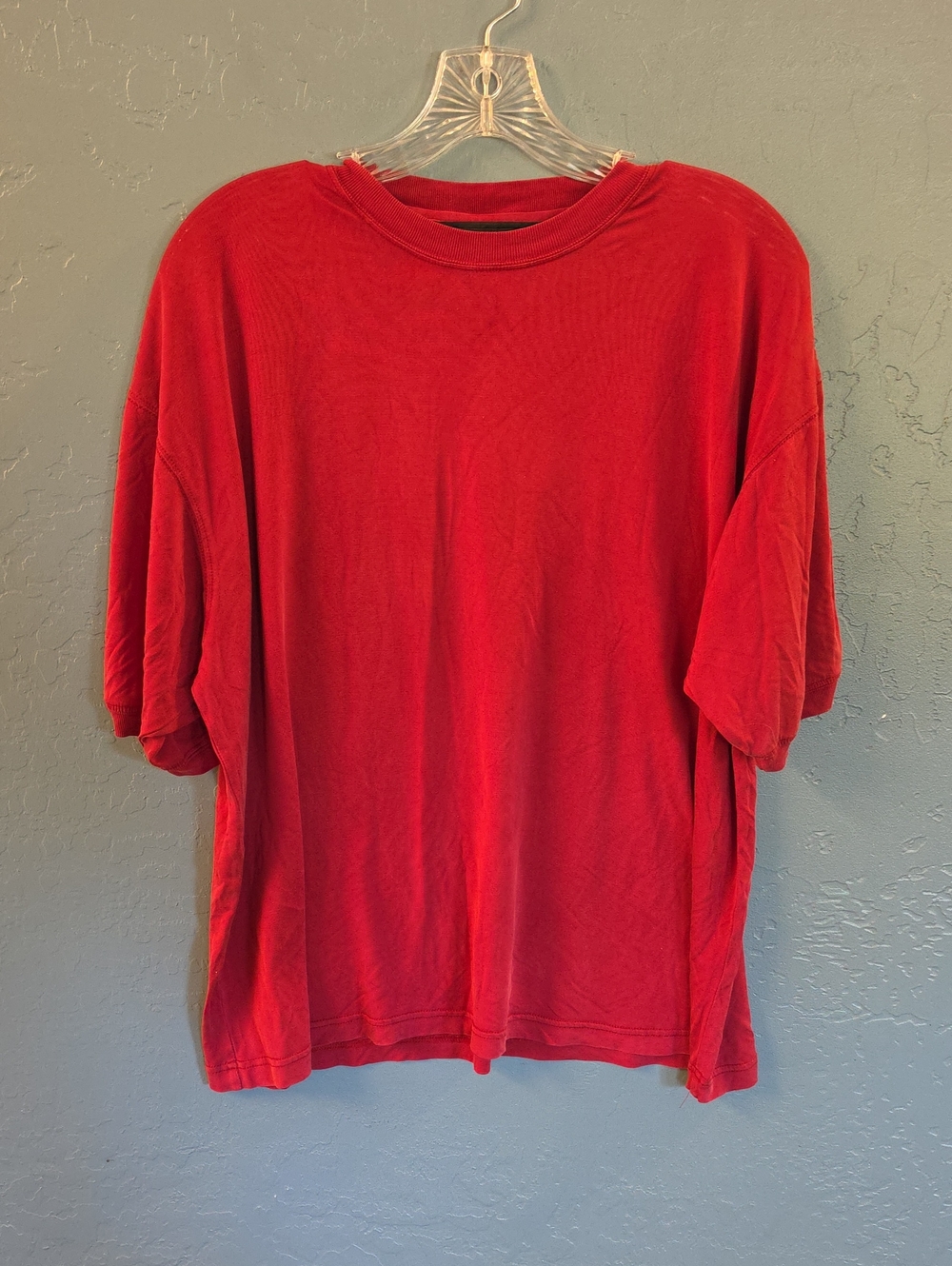 Genelli Silk Boxy Crop Classic Men's Red Crewneck T-Shirt